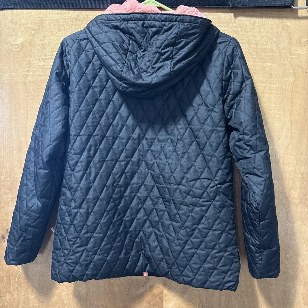 Columbia Girls Youth XL 18-20 Black Full Zip Peach Plush Interior‎ Hooded